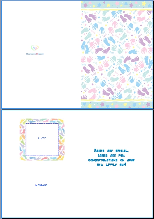 Example Baby Birth Card:Baby Footprint
